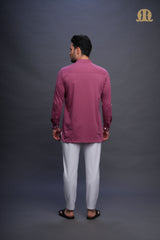 Asticus Knitted Short Kurta Lilac Men