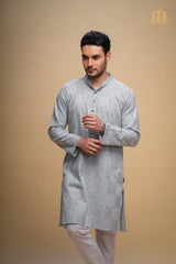 Kalip Printed Kurta Grey Men