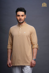 Asticus Knitted Short Kurta Beige Men