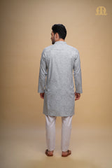 Kalip Printed Kurta Grey Men