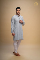 Kalip Printed Kurta Grey Men