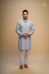 Kalip Printed Kurta Grey Men