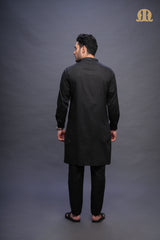 Rusal Stripe Kurta Black Men