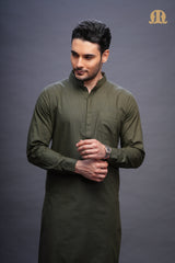 Rusal Stripe Kurta Green Men