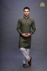 Rusal Stripe Kurta Green Men