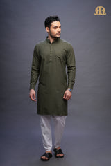 Rusal Stripe Kurta Green Men