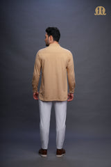 Asticus Knitted Short Kurta Beige Men