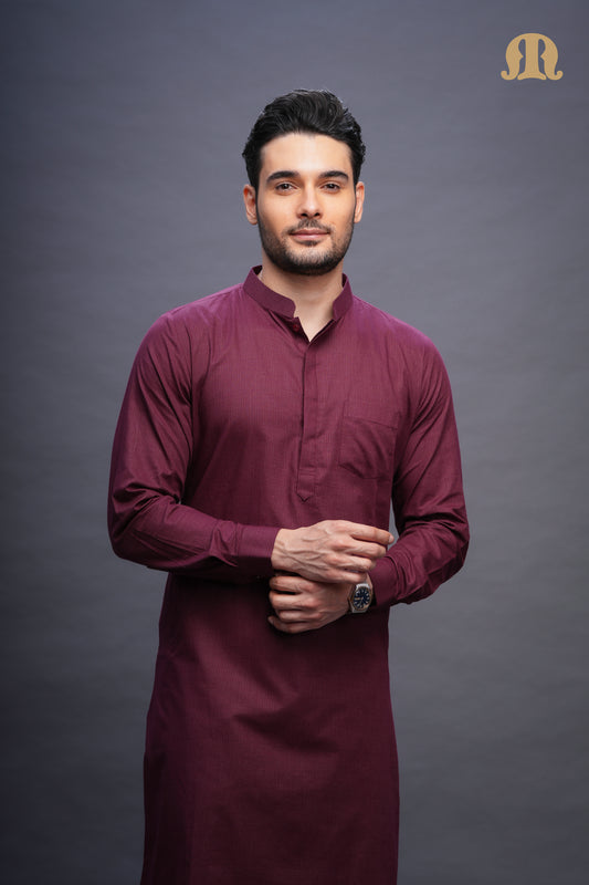 Rusal Stripe Kurta Maroon Men