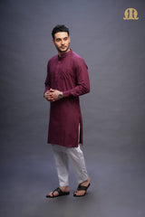 Rusal Stripe Kurta Maroon Men