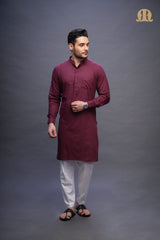 Rusal Stripe Kurta Maroon Men