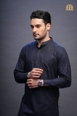 Rusal Stripe Kurta Navy Men