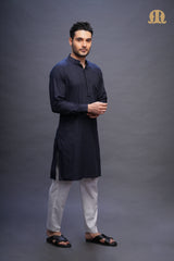 Rusal Stripe Kurta Navy Men