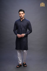 Rusal Stripe Kurta Navy Men