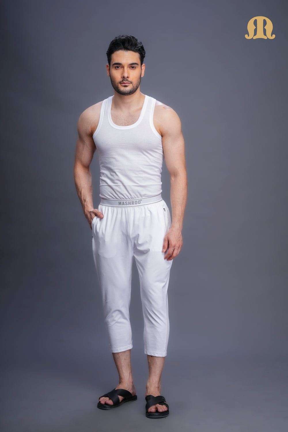 3/4 Knit Izaar White Men
