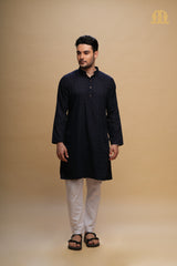 Yamuk Kurta Navy Blue Men