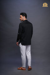 Asticus Knitted Short Kurta Black Men