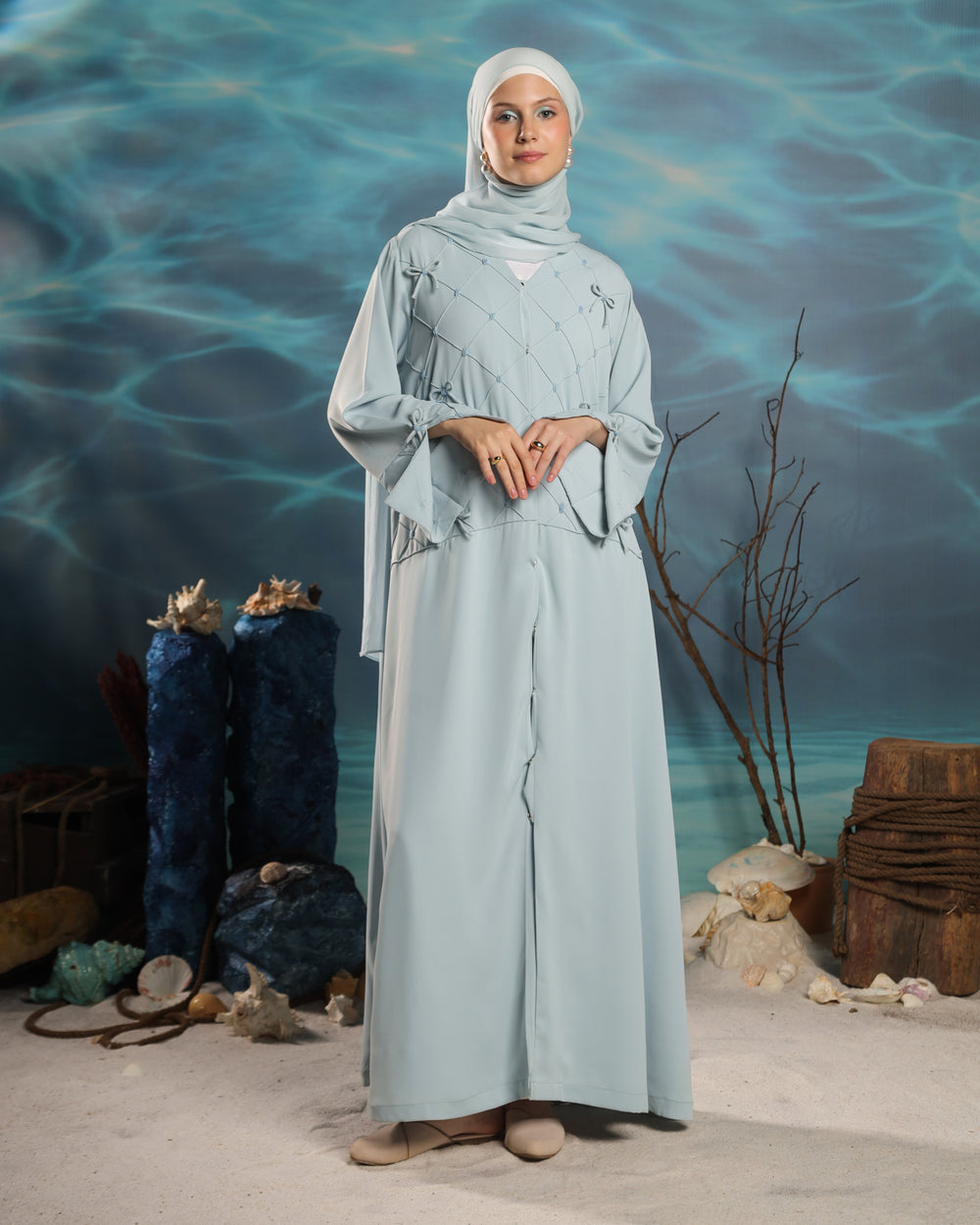 Fayroozi Abaya | Soft Baby Blue