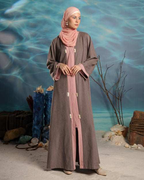 Mawji Abaya | Grey with Pink