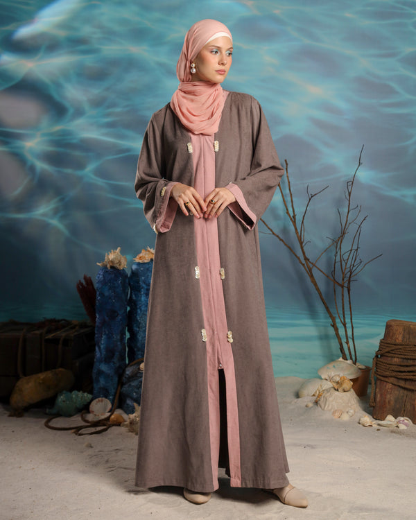 Mawji Abaya | Grey with Pink