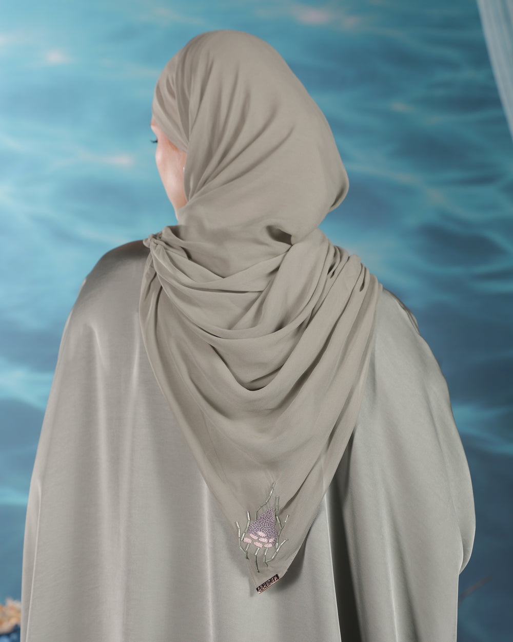 Verna Kaftan | Matcha Green with Soft Pink Accents