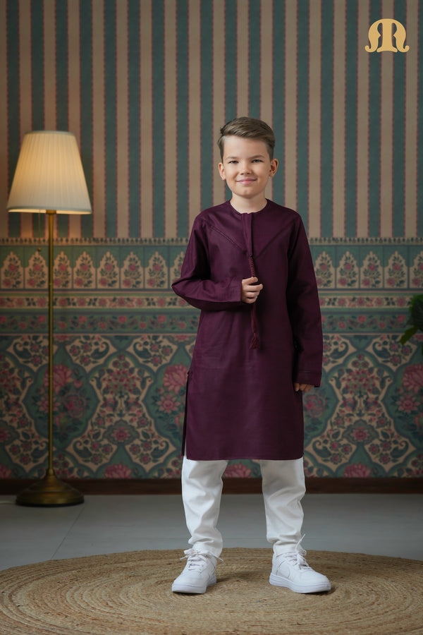 Emrati Kurta Set Maroon For Boys