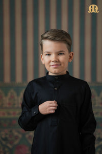 लड़कों के लिए टर्फी काली कुर्ता ब्लैक 2.0