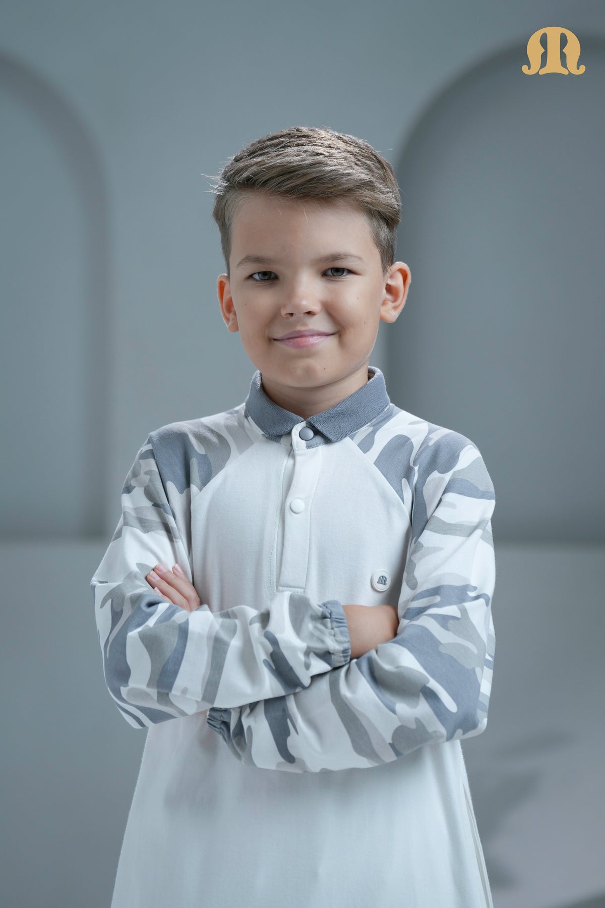 Ordu White camo Thobe for Kids
