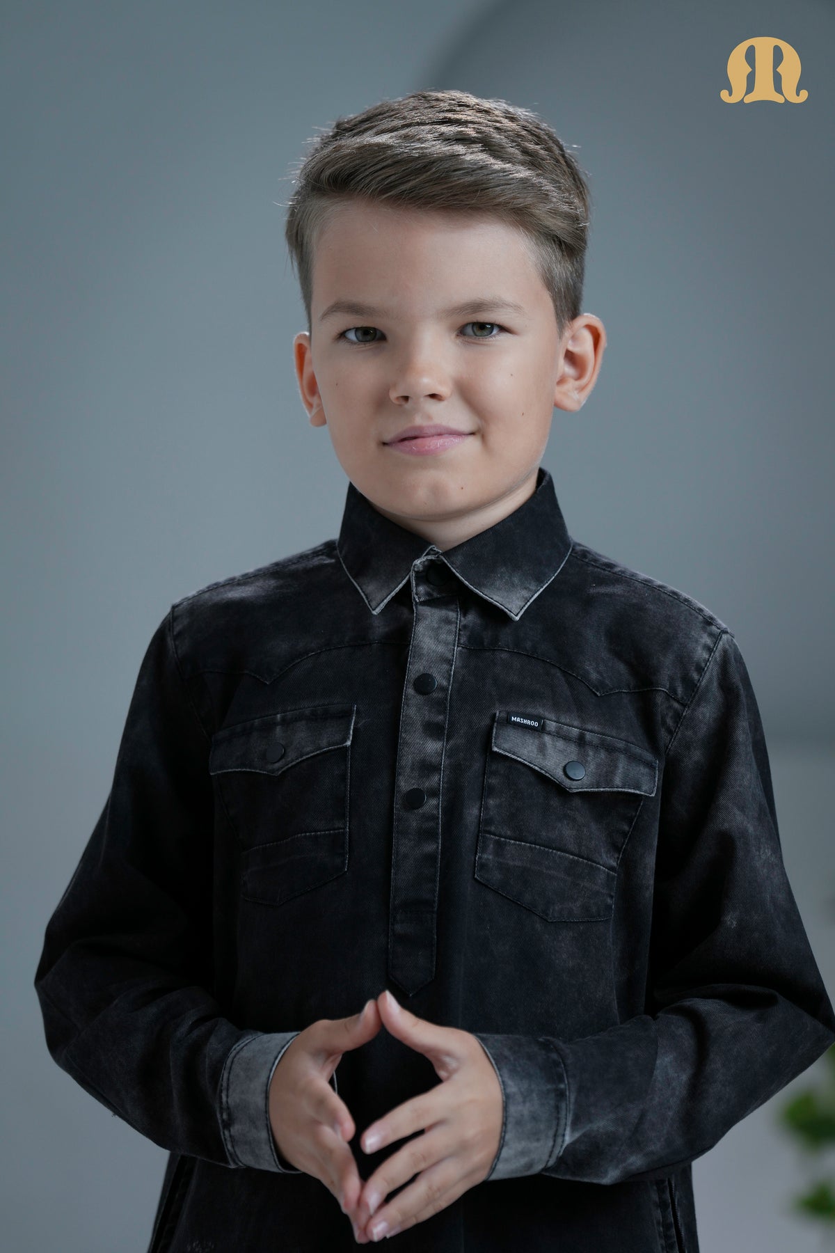 Brimstone Black Denim Thobe for Kids