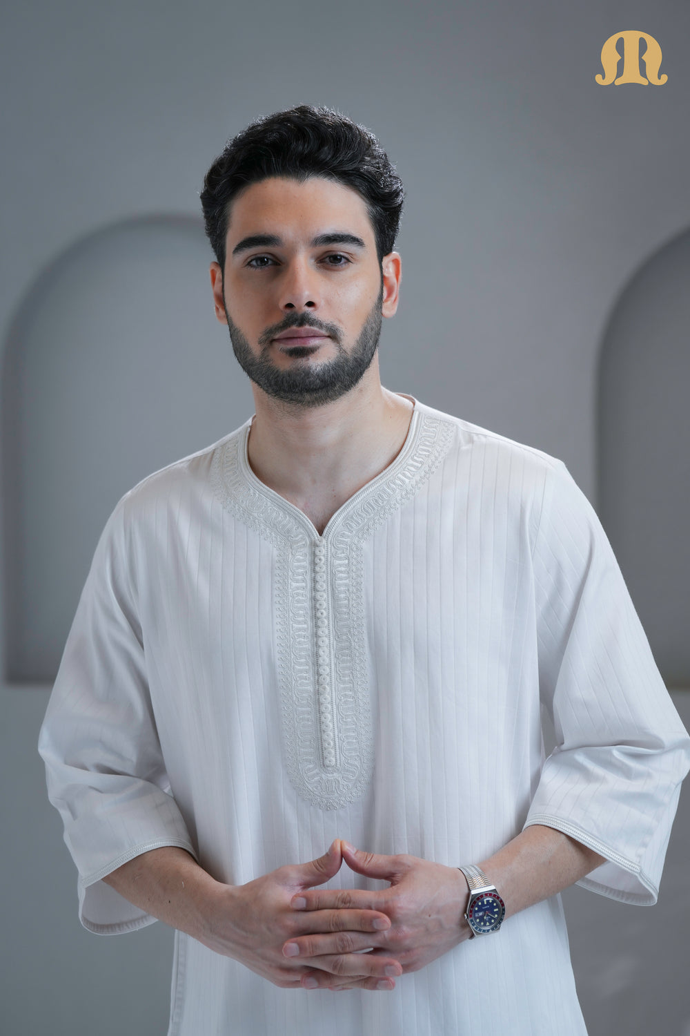 خطيبي ثوب مغربي أبيض للرجال
