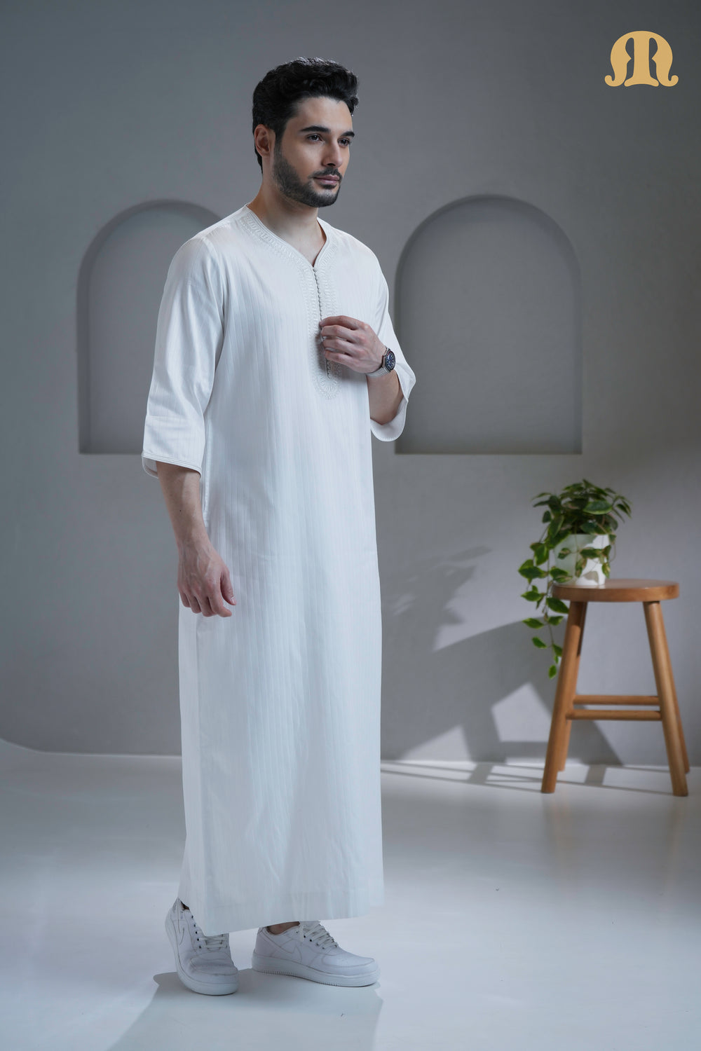 خطيبي ثوب مغربي أبيض للرجال