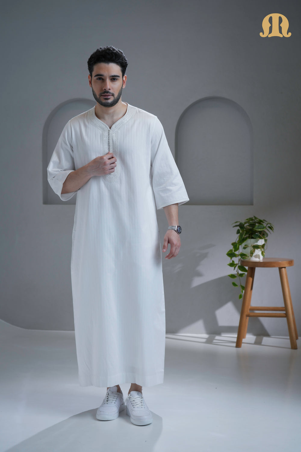 خطيبي ثوب مغربي أبيض للرجال