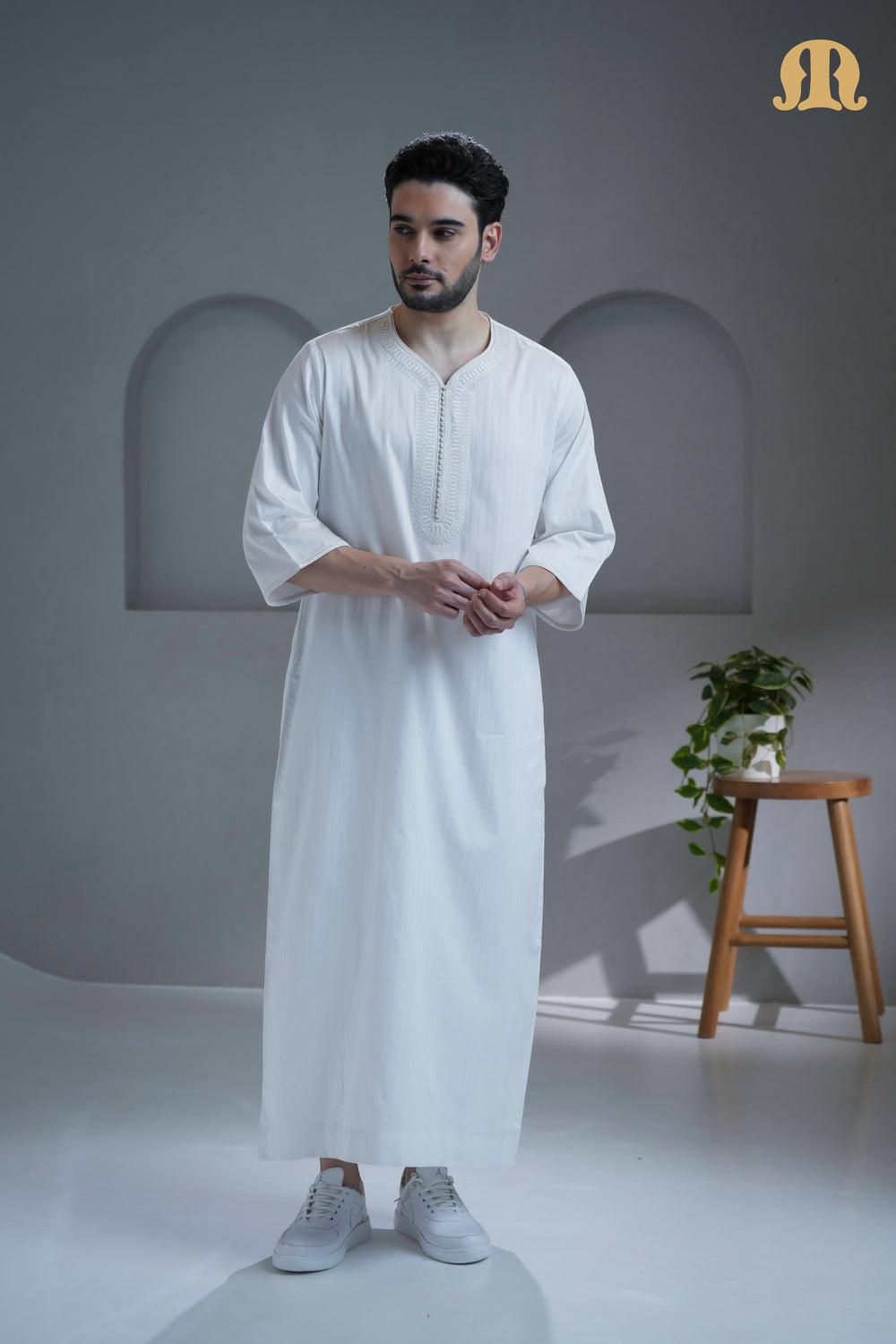 خطيبي ثوب مغربي أبيض للرجال
