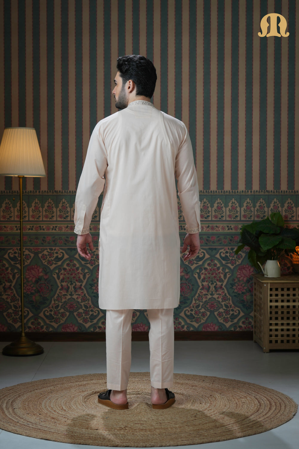 Ahyan Embroidered Kurta Beige 2.0 for Men
