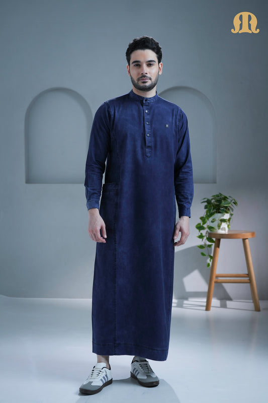 Mekong Navy Blue Denim Thobe For Men
