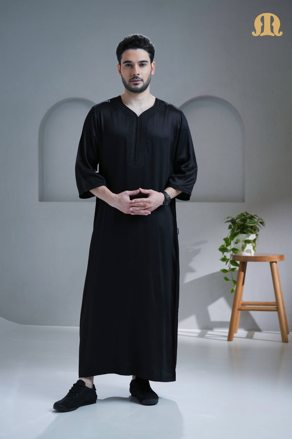 تزنيت ثوب مغربي أسود للرجال