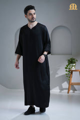 Tiznit Black Moroccan Thobe For Men