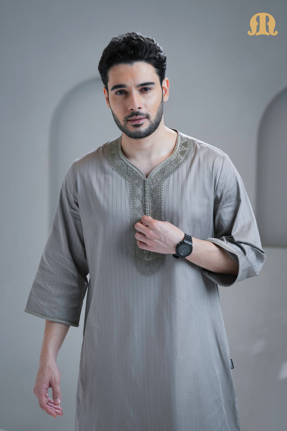ثوب مغربي رمادي من زاغورا للرجال