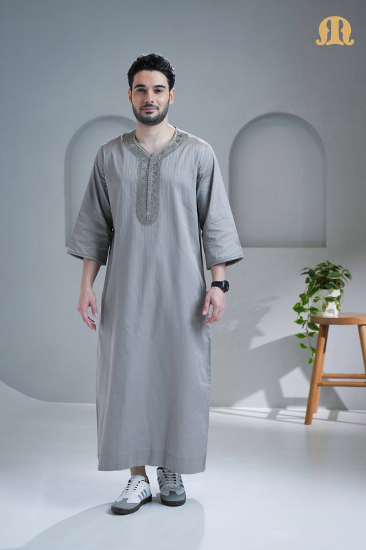Zagora Grey Moroccan Thobe For Men