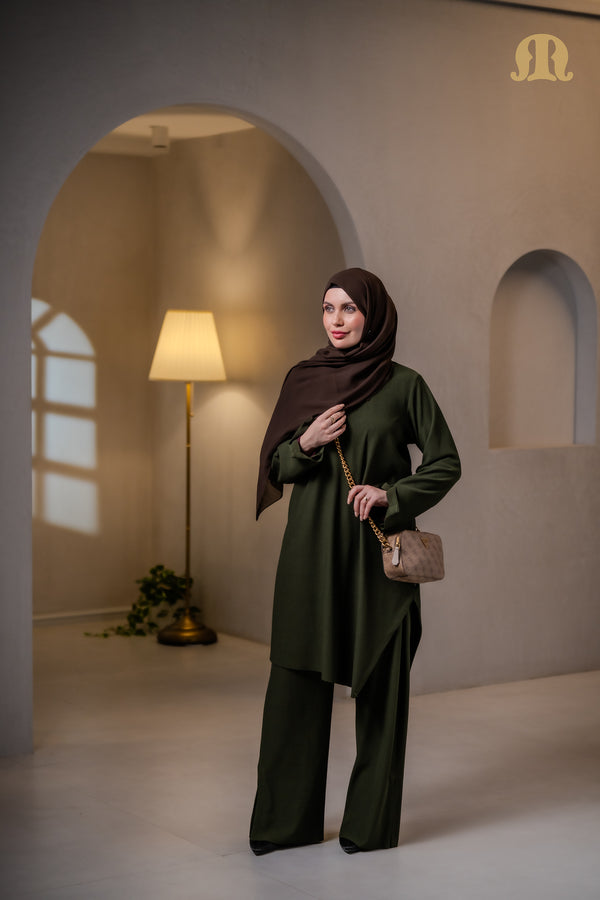 Gunluk knitted Co-ord Set Green