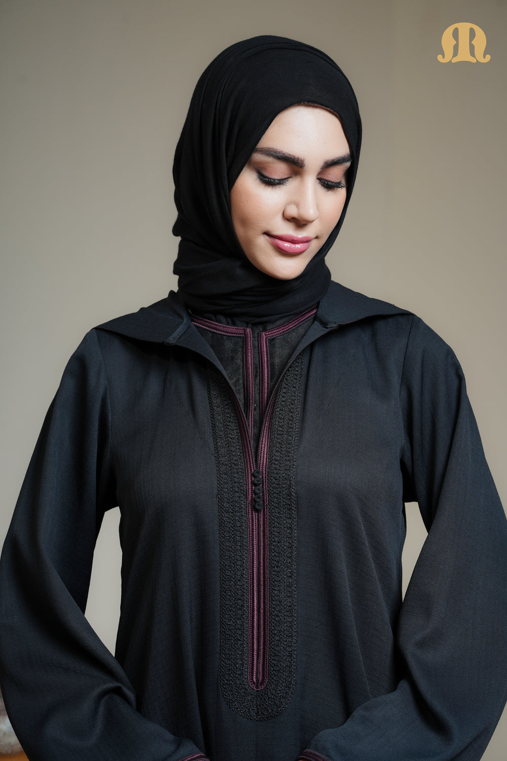 Black Sahal Moroccan Abaya