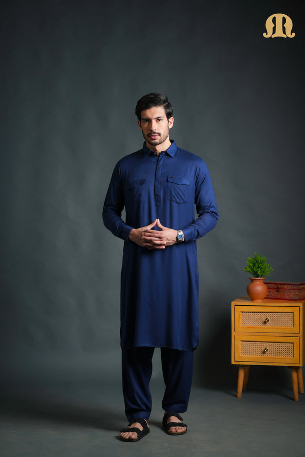 Kikan Blue Pathani Set Men