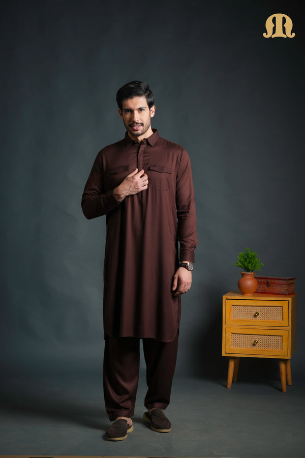 Kikan Brown Pathani Set Men
