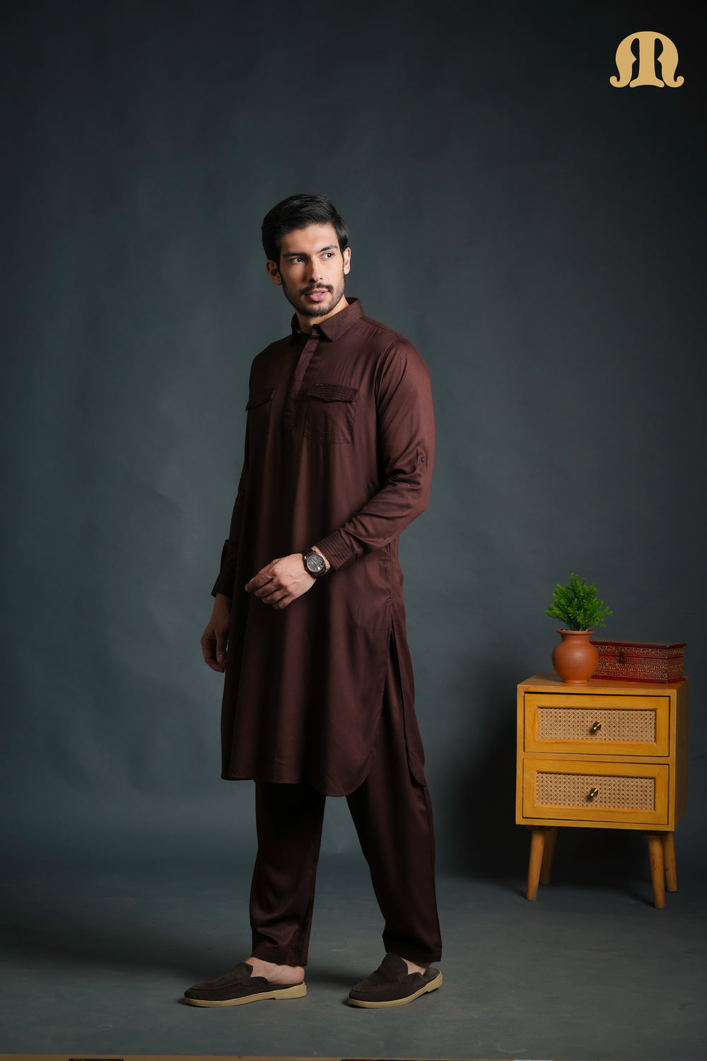 Kikan Brown Pathani Set Men