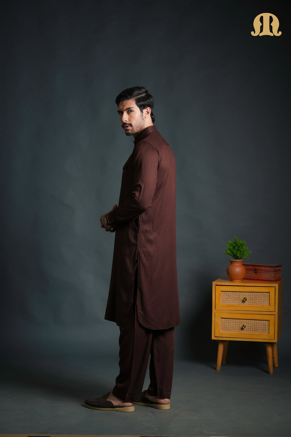 Kikan Brown Pathani Set Men