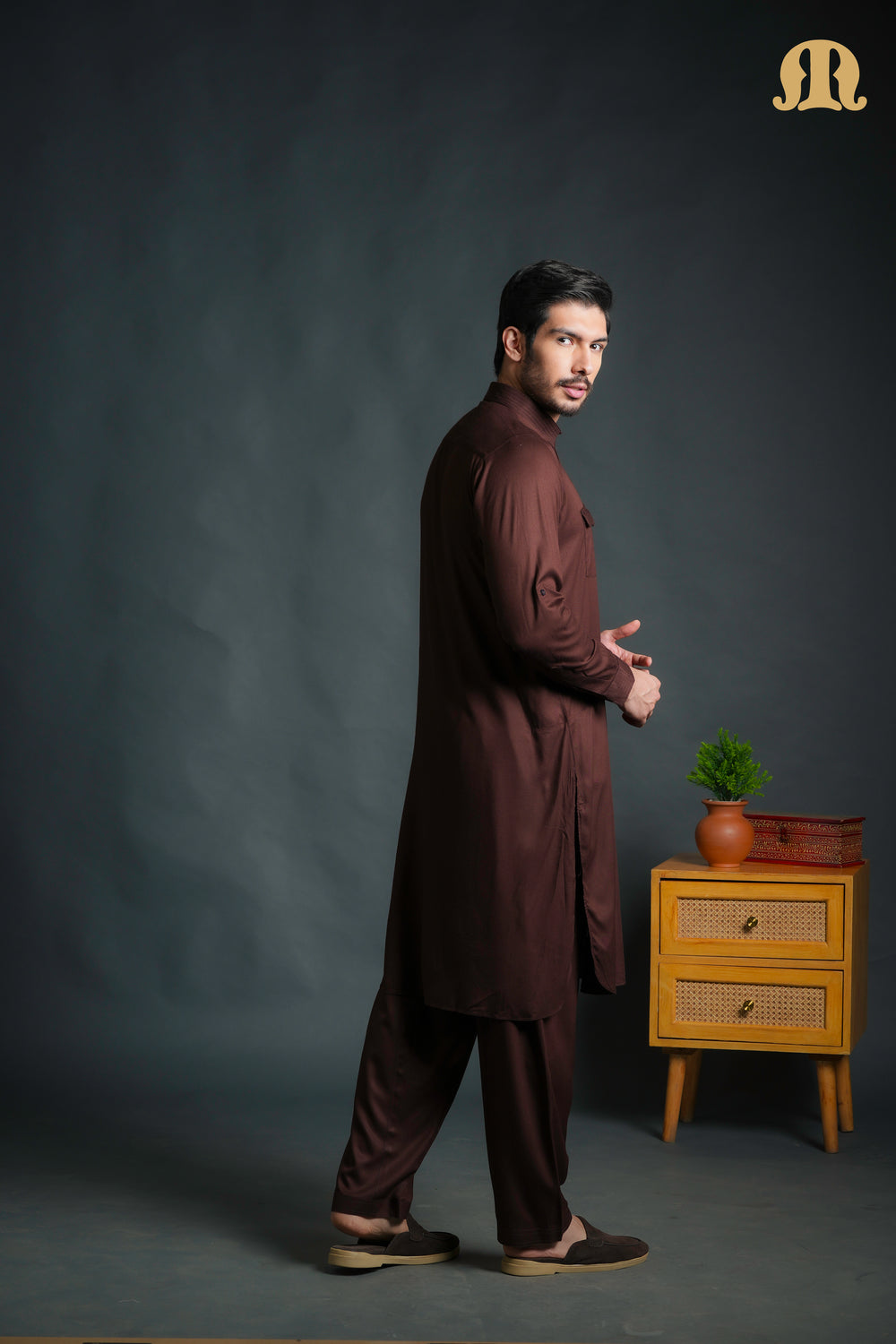 Kikan Brown Pathani Set Men