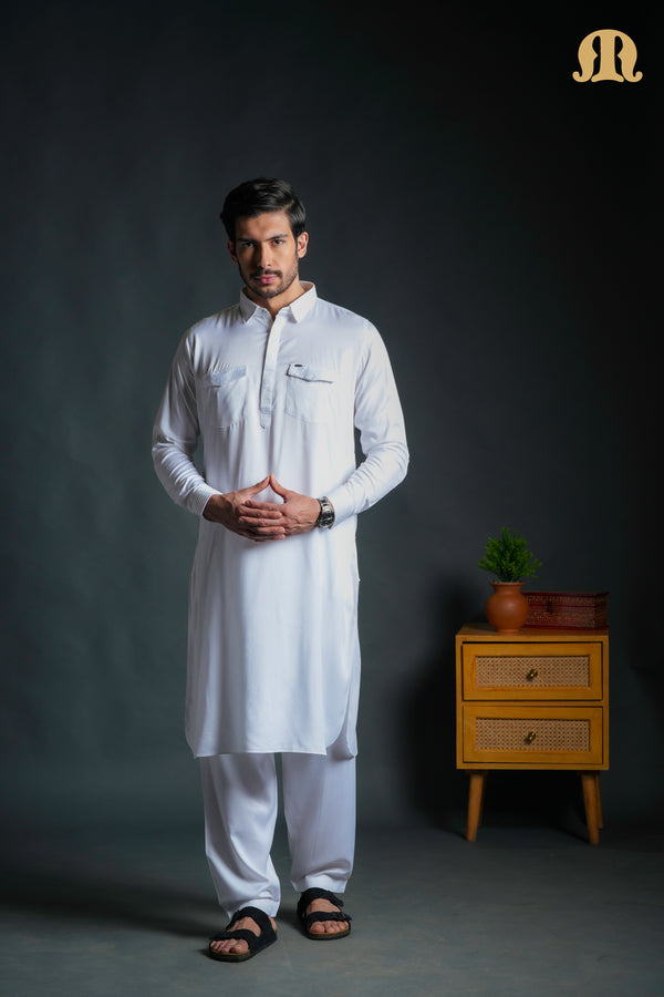 Kikan White Pathani Set Men