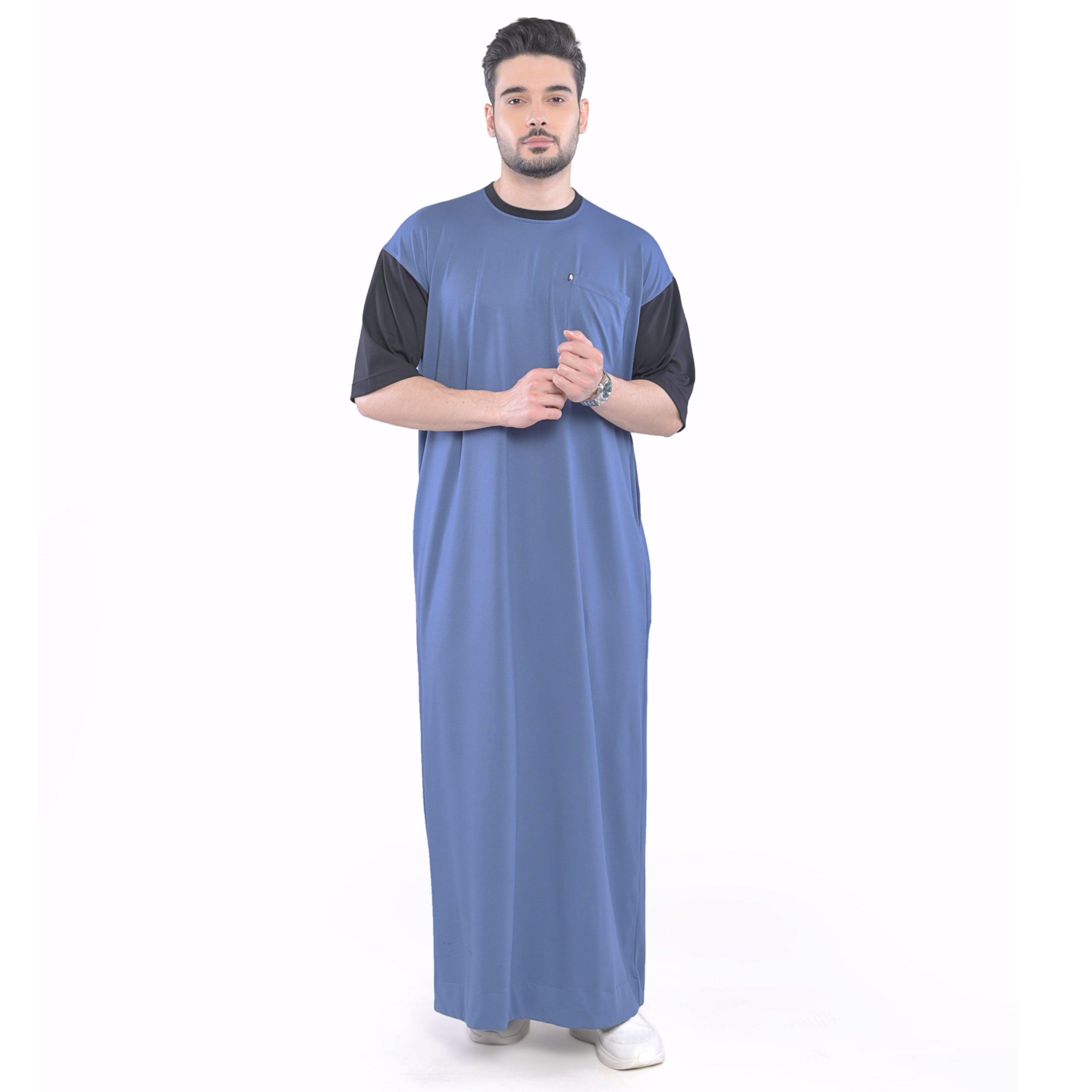 Mullido Over-sized Half Sleeve Blue Thobe - Mashroo