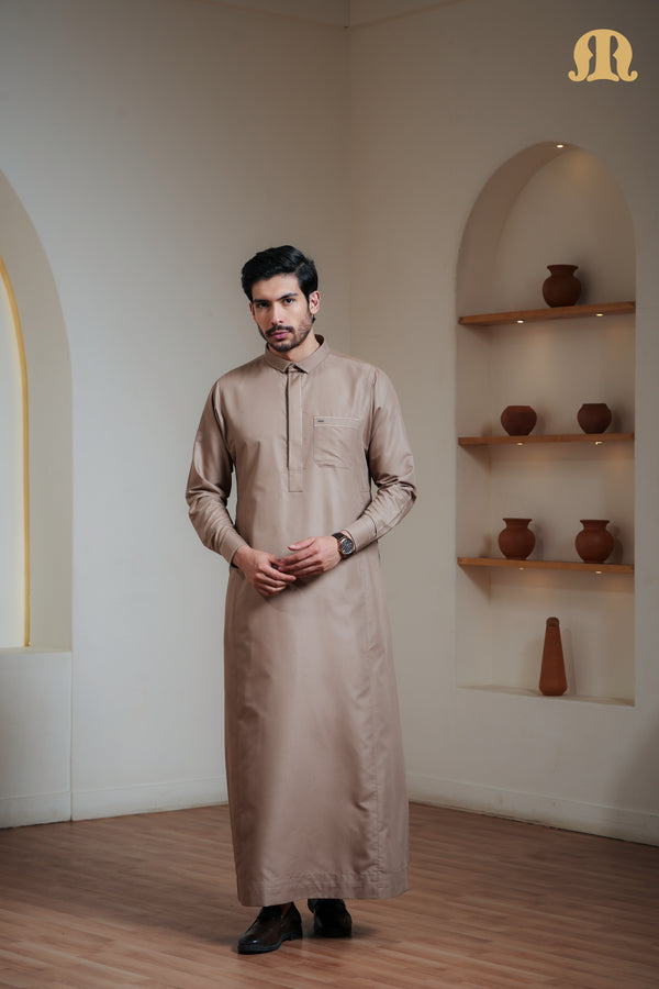 Iraf Embroidered Qatari Gold Thobe Mens