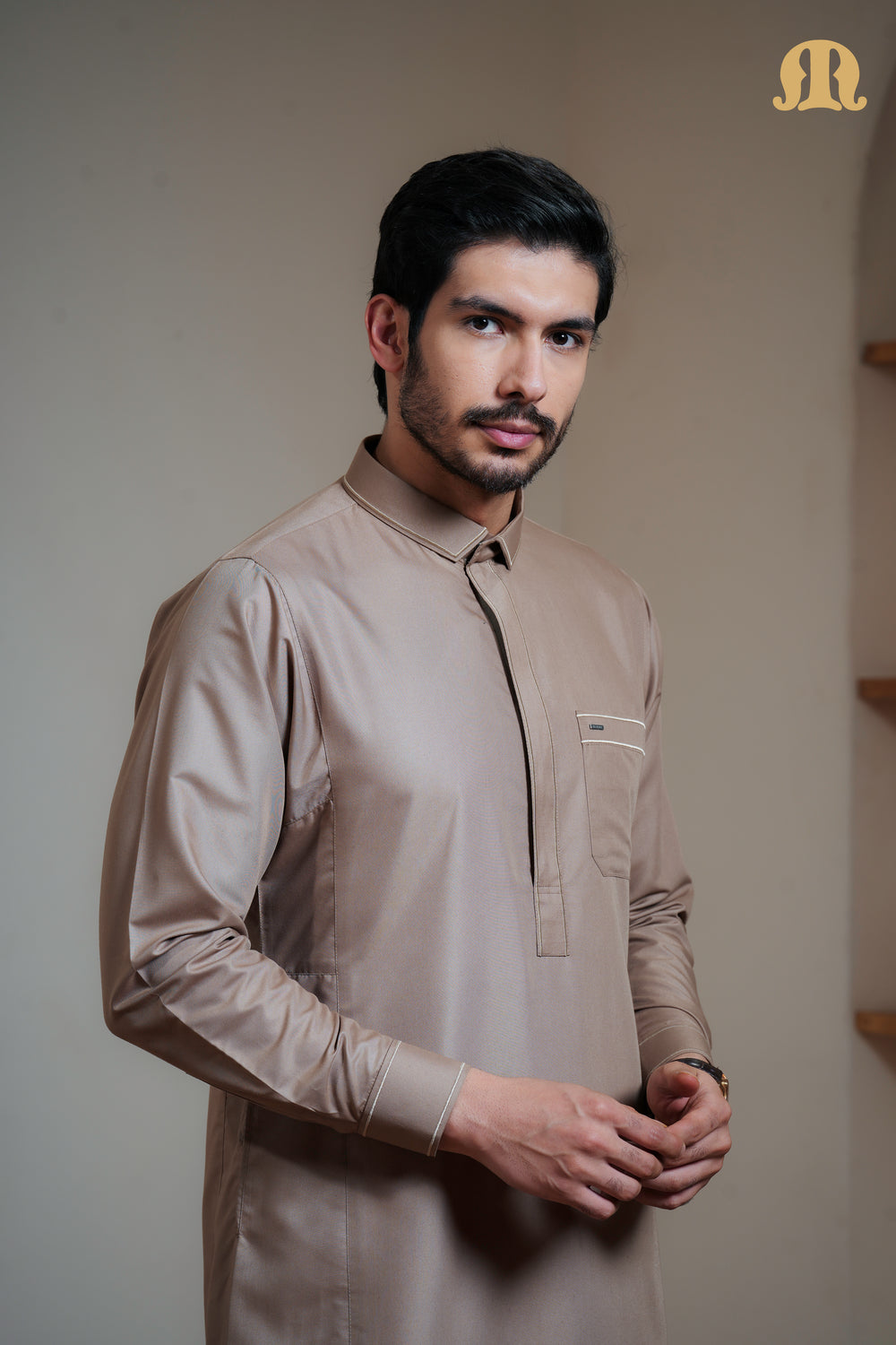 Iraf Embroidered Qatari Gold Thobe Mens