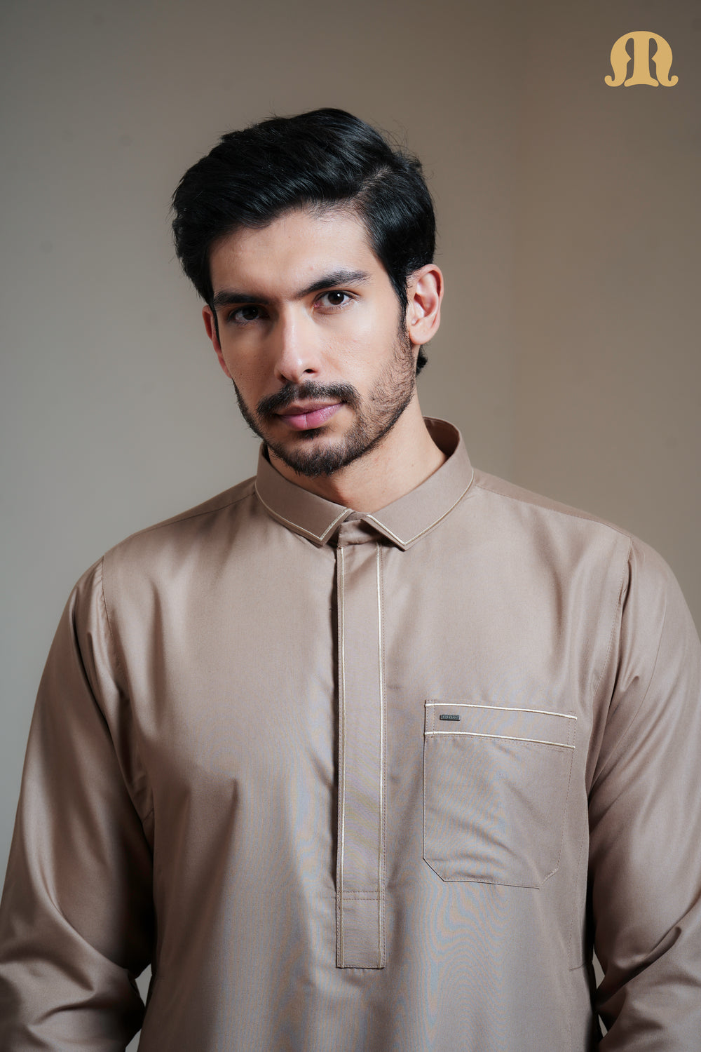Iraf Embroidered Qatari Gold Thobe Mens